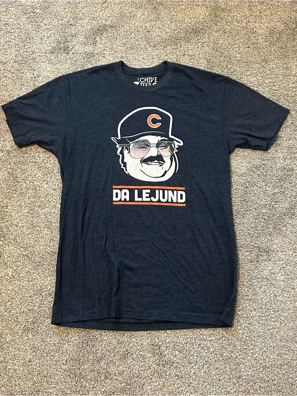 Chive Tees Da Lejund Mike Ditka Chicago Bears Graphic T-Shirt Navy Blue Size L